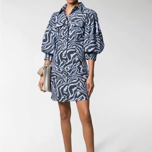 GANNI new with tags blue zebra dress